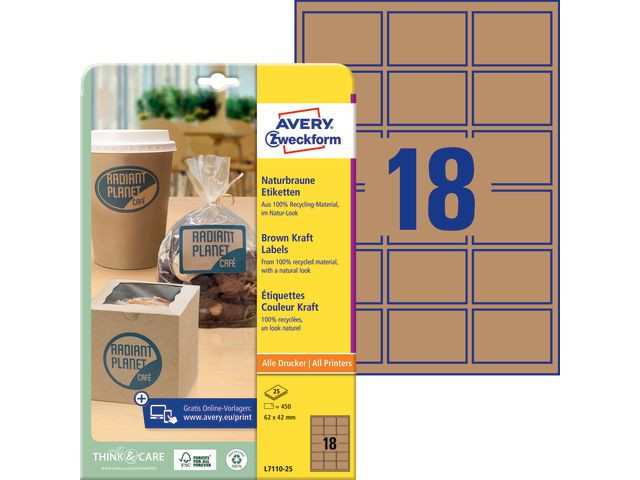 BildeEtikett Avery 62X42Mm Brun (450 stk)