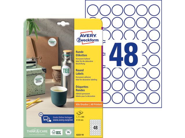 BildeEtikett Avery Rund Ø30Mm (480 stk)