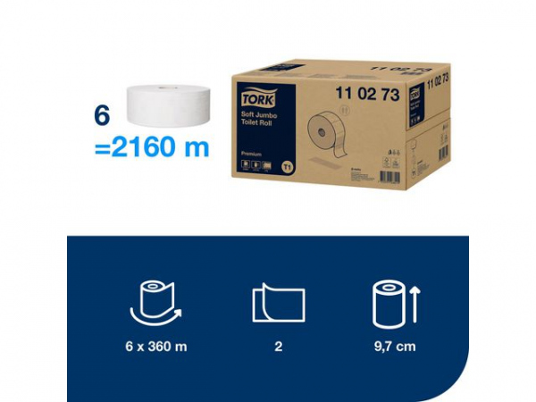 Toalettpapir Tork Premium 2L T1 360M (6 stk)