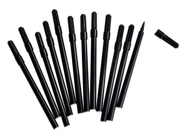 BildeTusj Playbox Sort Fiber (12 stk)