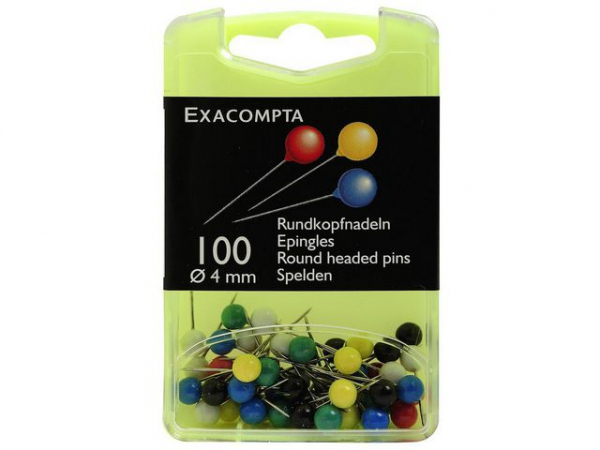 Kartnåler Exacompta 15X4Mm Ass (100 stk)