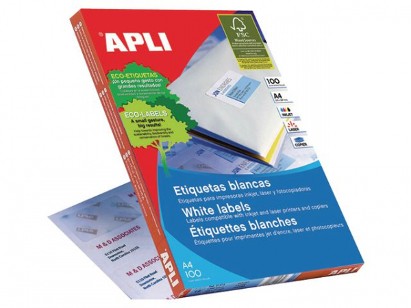 Etikett Apli 70,0X25,4 Hvit (3300 stk)