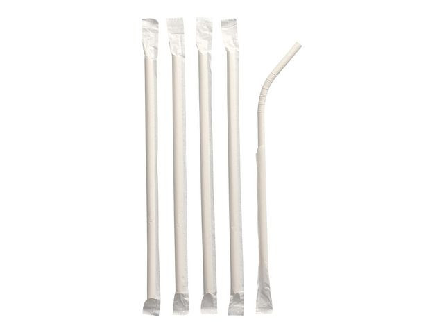 BildeSugerør Papir Enkeltpk. 20Cm M/Bøy (100 stk/pk, 10 pakker)