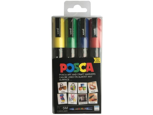 BildePaintmarker Uni Posca Pc-5M Ass Std (4 stk)