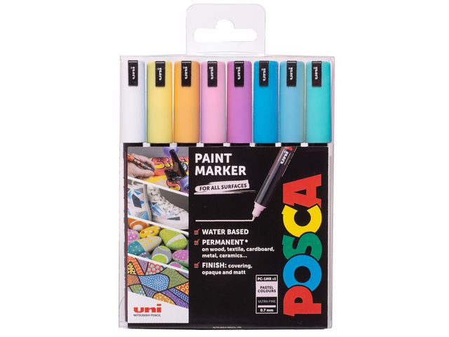 BildePaintmarker Uni Posca Pc-1Mr Pastel (8 stk)