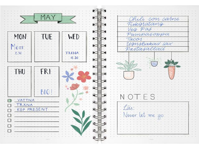 BildeNotatbok Burde Dotnotes B5 Spiral Blomst