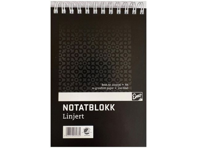 BildeNotatblokk Emo A6 70G 100Bl Linj Spiral (5 stk)
