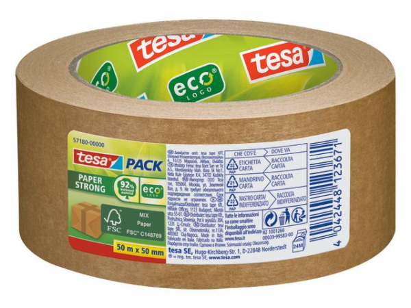 Emb.tape Tesa Papir Strong 50Mmx50M Brun (6 ruller)