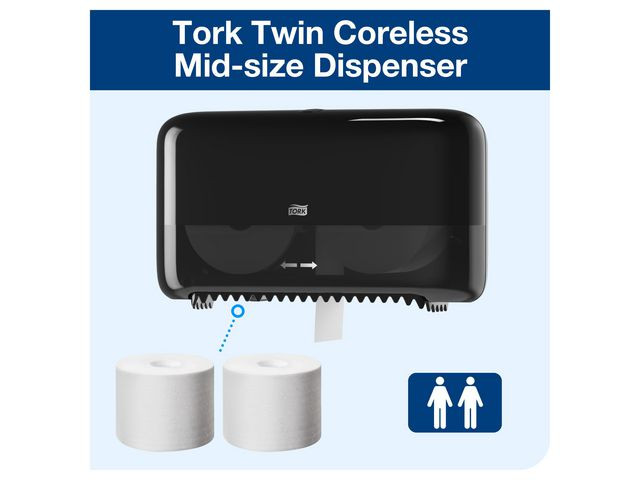 BildeDispenser Tork Twin Toalettpapir T7 Sort
