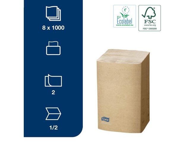 BildeDispenserserviett Tork Natur N4 (1000 stk/pk, 8 pakker)