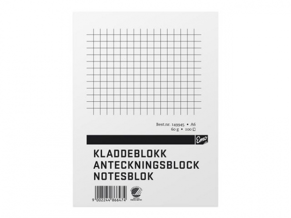 Kladdeblokk Emo A6 60G 100 Blad Ruter