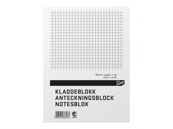 Kladdeblokk Emo A5 60G 100 Blad Ruter