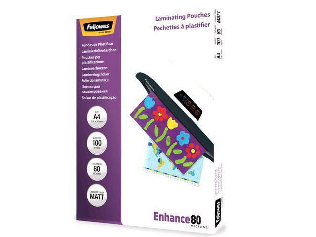 BildeLamineringslomme Fellowes A4 80My M (100 stk)