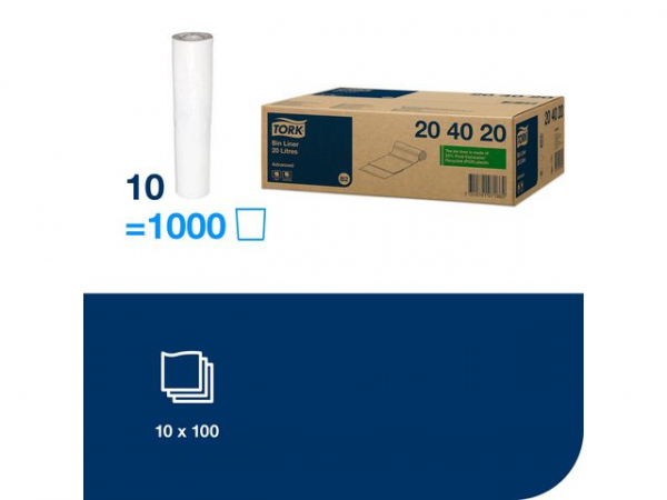Avfallspose Tork 20L B2 Hvit (1000 stk)