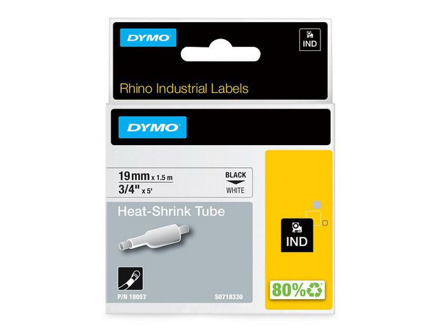 BildeTape Dymo Rhino Kabelmerk. Sort/Hvit19Mm