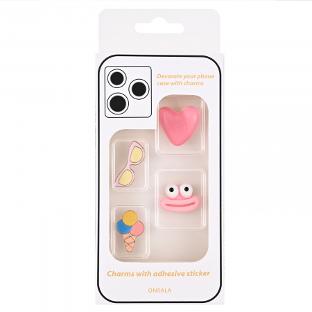 ONSALA Pimp your Phone Set.10 Metal and Plastic Charms 4pcs