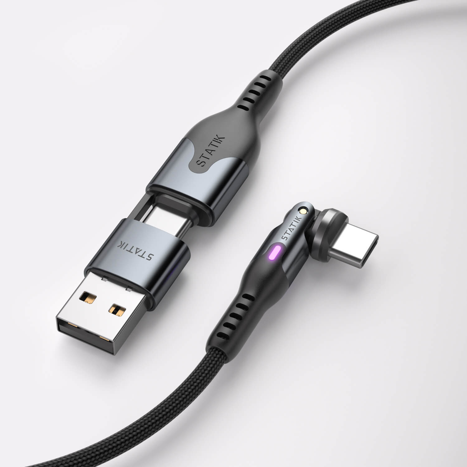 STATIK PowerPivot Pro Nylon Braided USB-C to USB-C, 1m Black