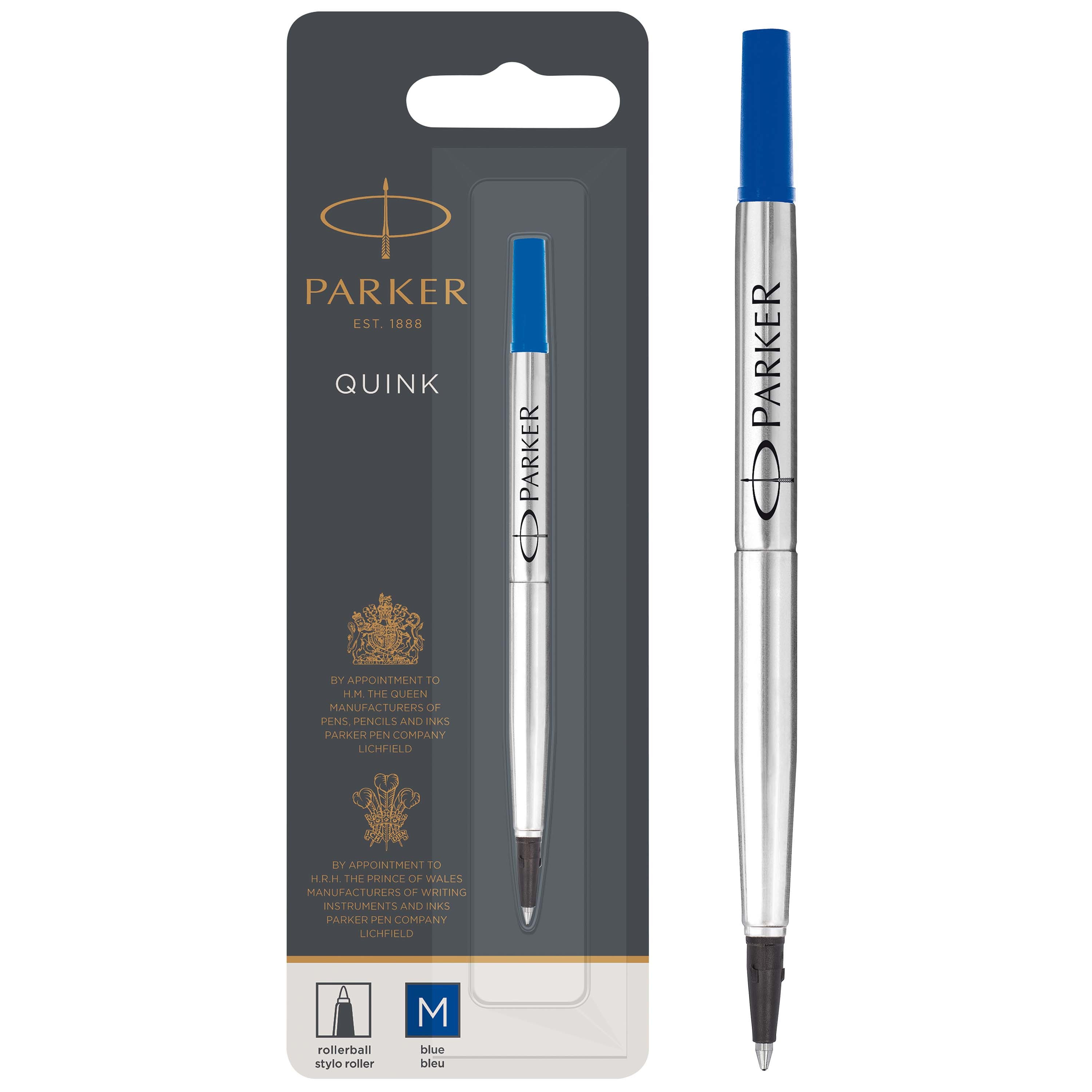 Refill Rollerball QUINK M tip blue ink blister