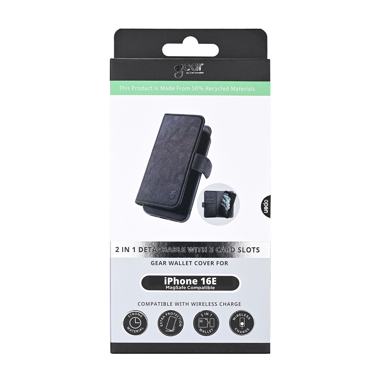 GEAR 2in1 3 card Recycled MagSerie iPhone 16e Black