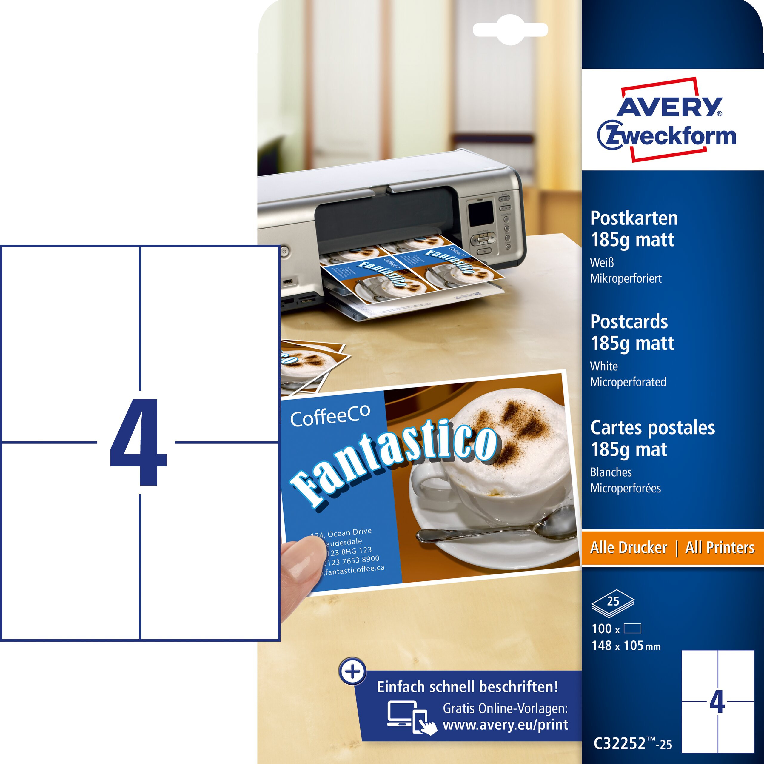 BildeAVERY C32252-25 Insert f/name badges printable 105x148mm (10