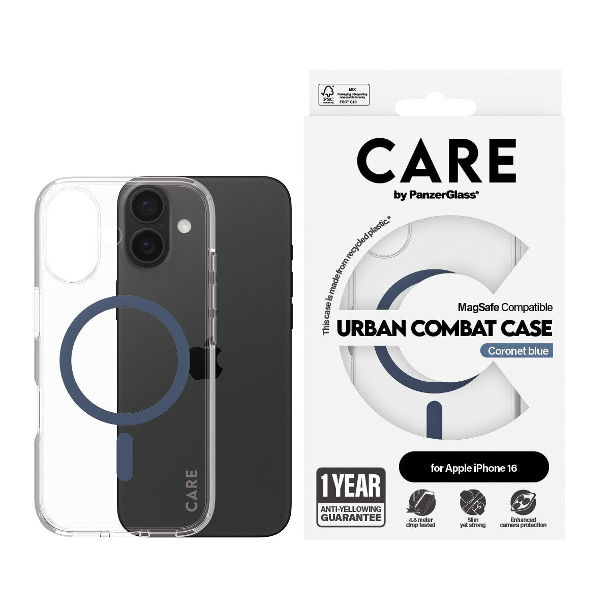 CARE iPhone 16 Flagship Deksel Transp. Bl MagSafe
