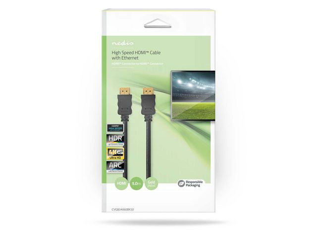 BildeKabel Nedis Hdmi M/M 4K/60Hz 5M Sort
