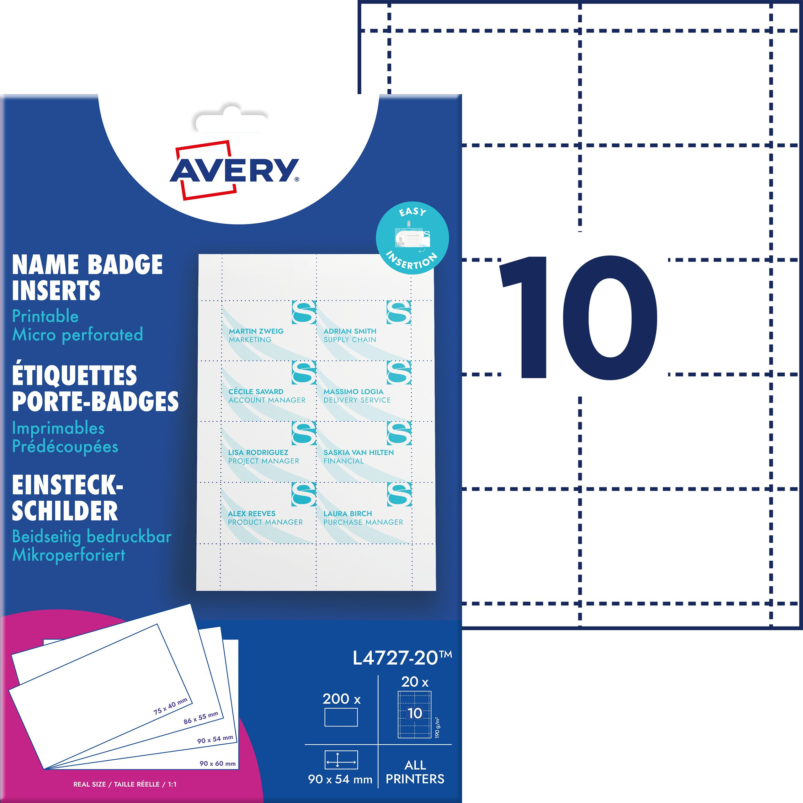 BildeAvery kort til navneskilteholder 54x90mm (200)