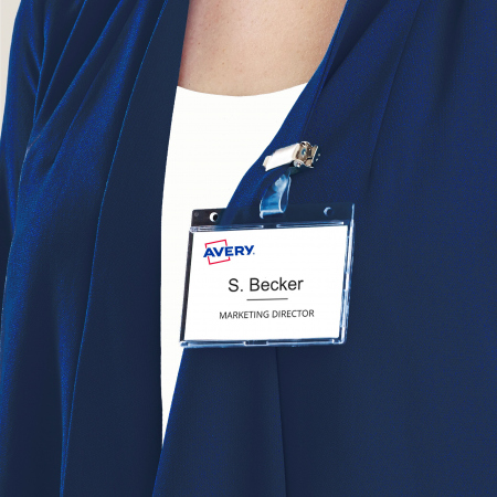 AVERY Name Badge Set, 60x90mm Incl. clips and inserts 25 badges/set