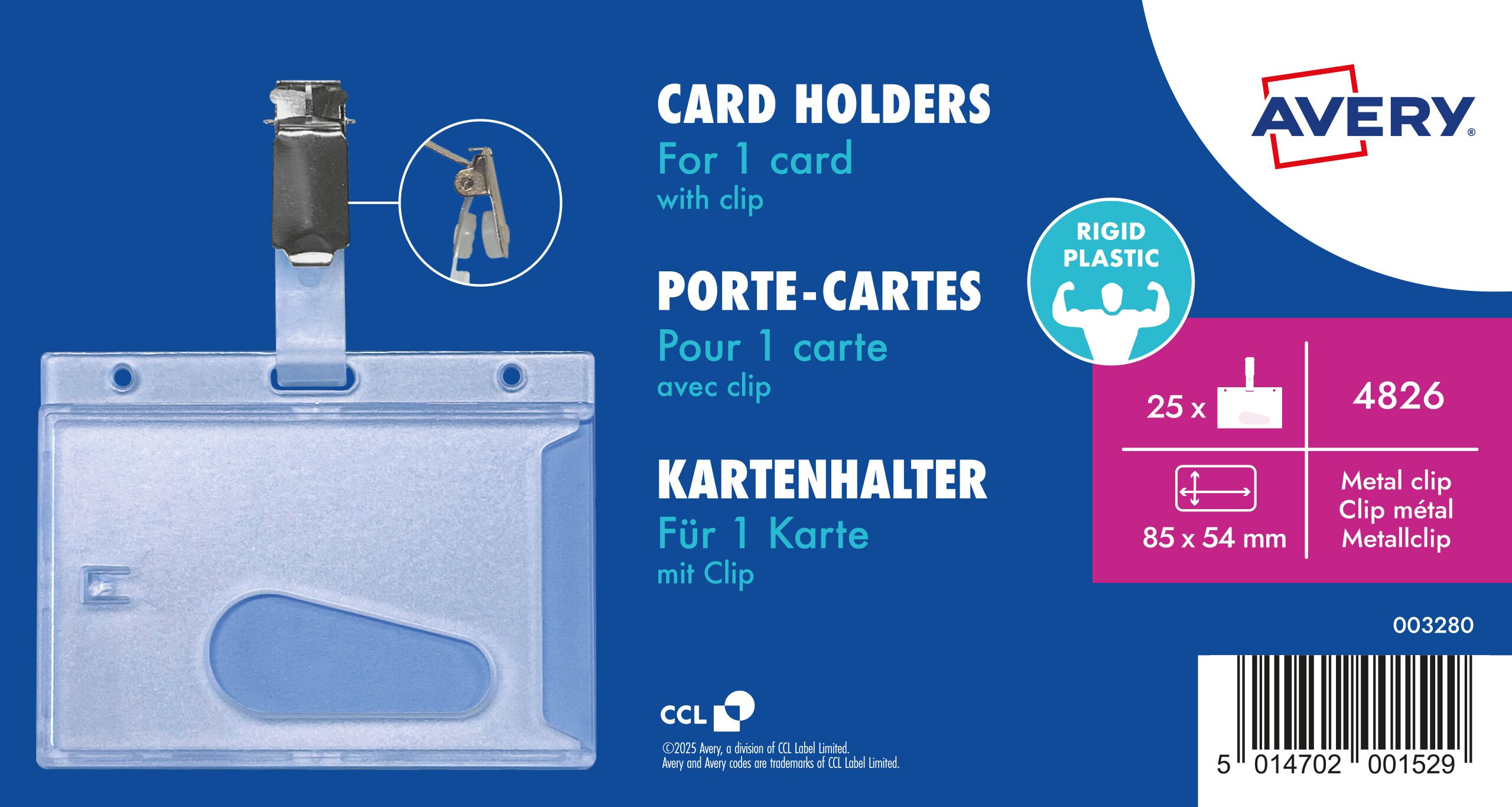 AVERY Magnetic Card Holder  With Clip 