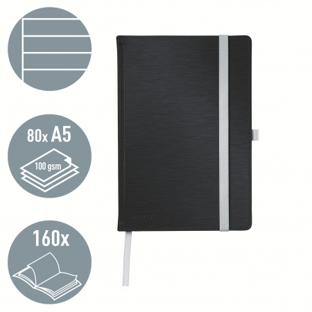 Notatbok Style A5 Hard Linj 80a Sat Sort