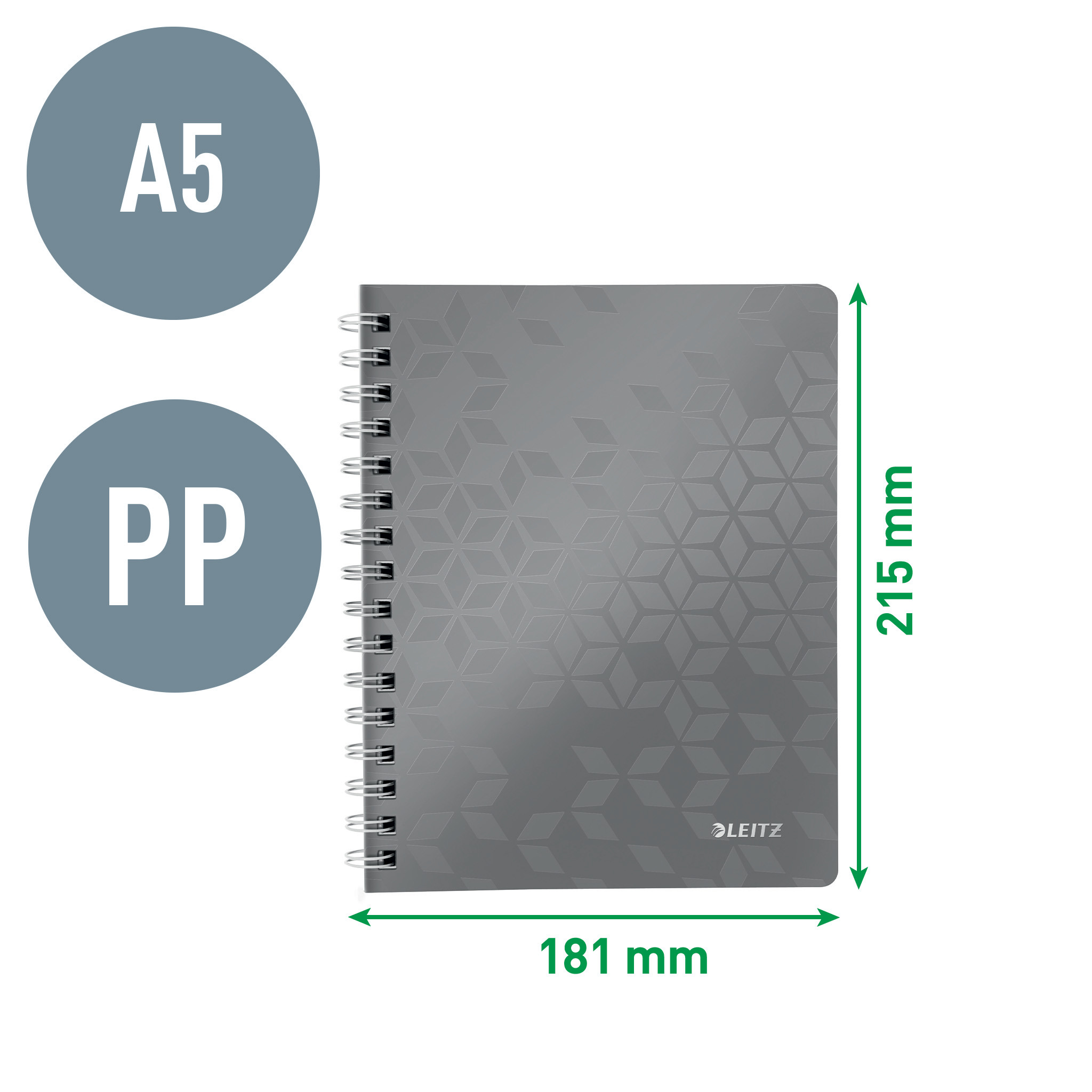 Notatbok WOW PP A5 Rut. 80a m/hull Sort