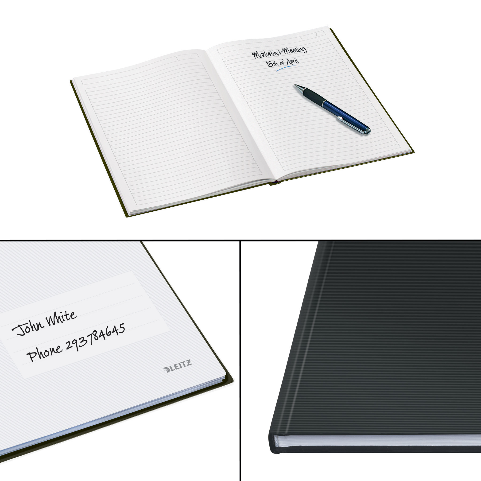 Notatbok Solid A4 Hard Linjert Sort