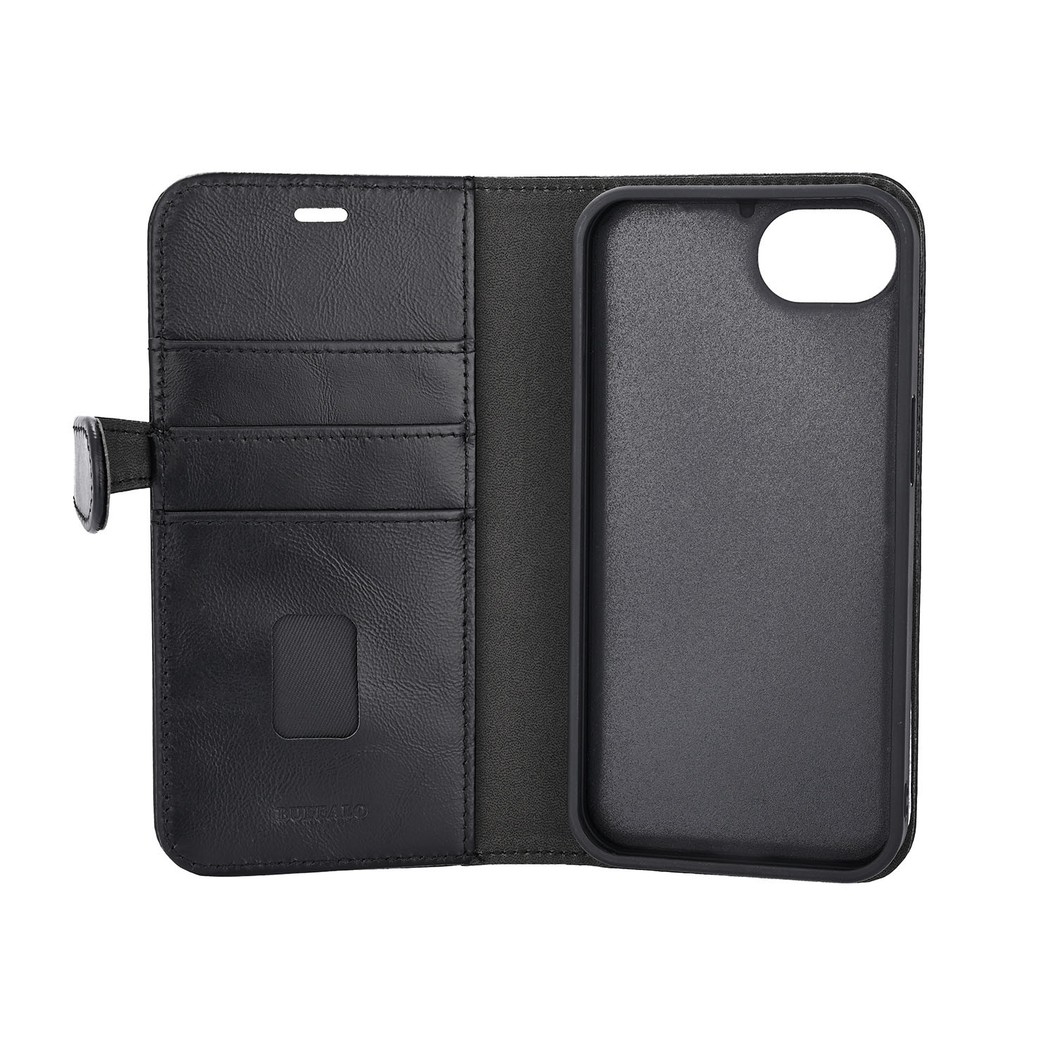 BUFFALO 2in1 Leather 3 card MagSeries iPhone 16e Black