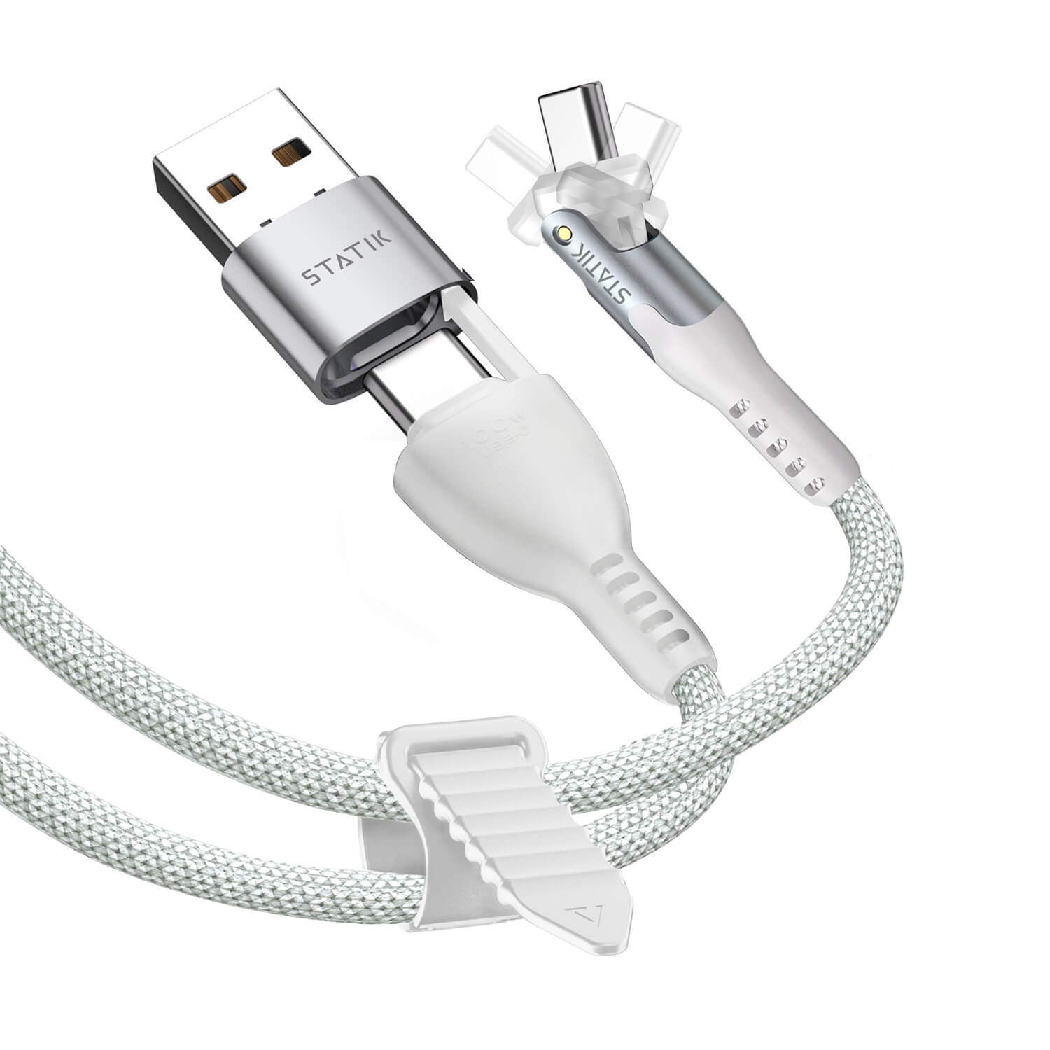 STATIK PowerPivot Pro Nylon Braided USB-C to USB-C, 1m White