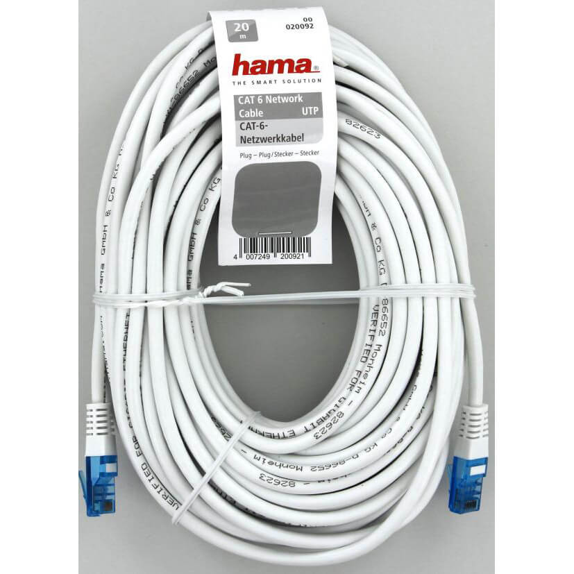 HAMA Nettverkskabel CAT6 UTP Bulk Hvit 20 m