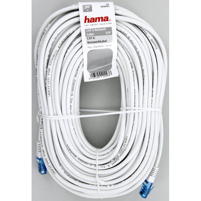 HAMA Nettverkskabel CAT6 UTP Bulk Hvit 30 m