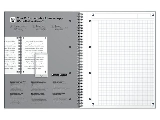 Notatbok Oxford Int. A4+ Rutet Sort