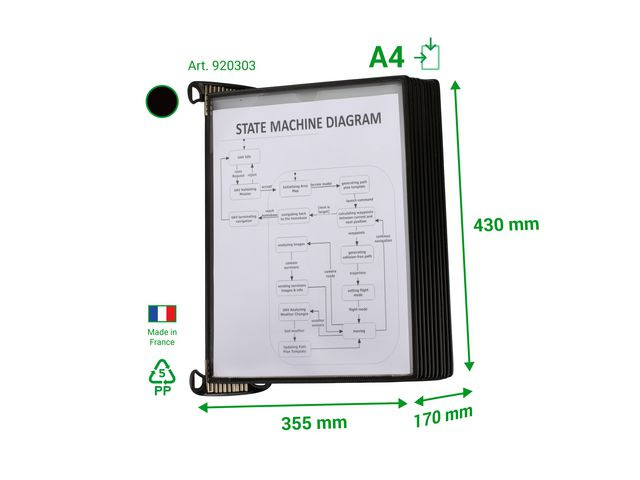 Veggstativ Djois A4 10 Lommer Pp Sort