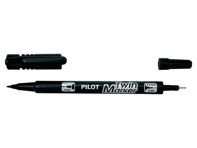 BildeMerkepenn Pilot Twin 0.4-0.8Mm Sort (20 stk)