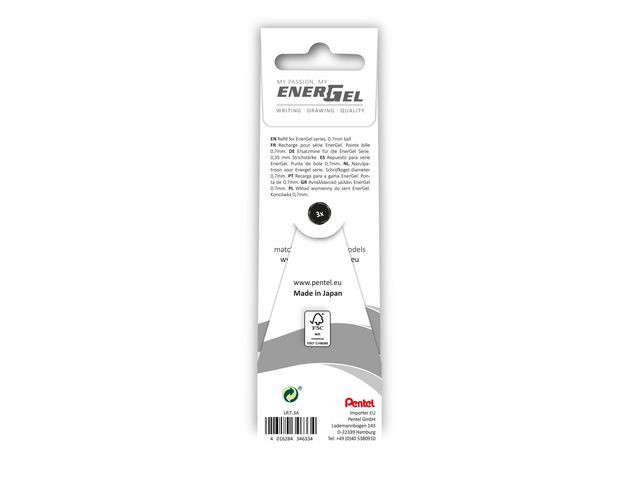 Refill Geleroller Pentel 0,7Mm Sort (3 stk)