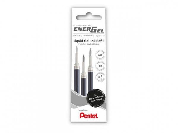 Refill Geleroller Pentel 0,7Mm Sort (3 stk)