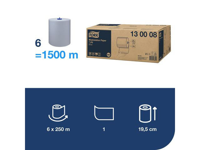 Tørkerull Tork Universal 1L W6 250M Blå (6 ruller)