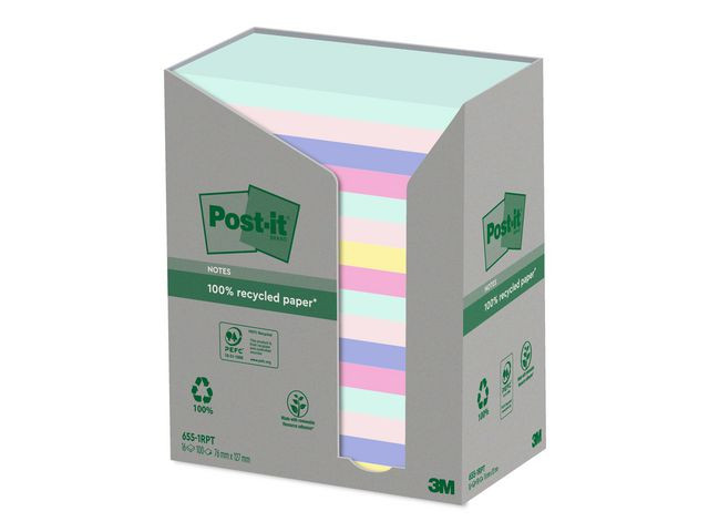 BildeNotatblokk Post-It 76X127 Resirk Ass (16 stk)
