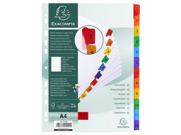 Register Exacompta A4 1-12 Mylar Hvi/Frg