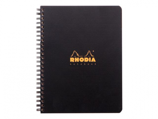 Spiralbok Rhodia Active A5+ Pp Rutet Sor (5 stk)