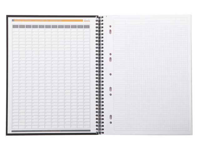 Spiralbok Rhodia Active A4+ Rutet Sort (5 stk)