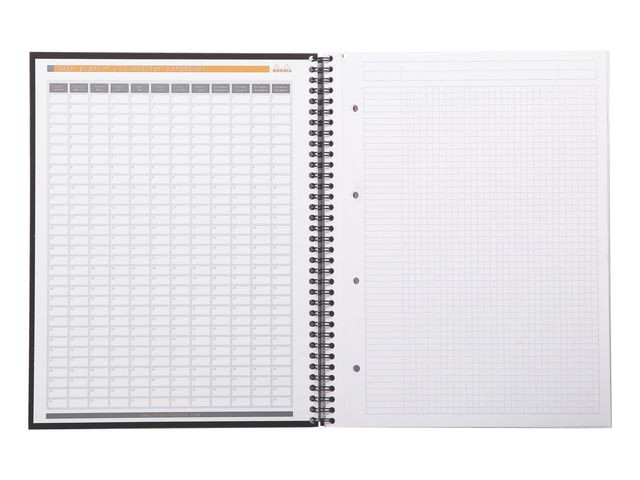 Spiralbok Rhodia Active A4+ Rutet Sort (5 stk)