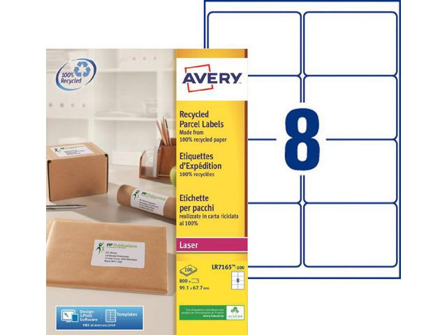 Etikett Avery Resirkulert 99,1X67,7 (800 stk)