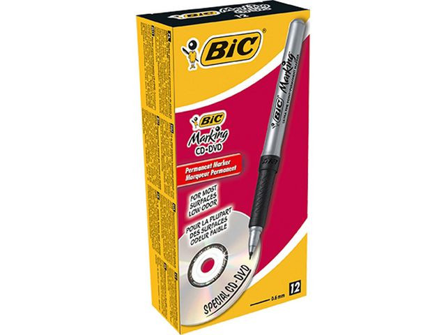 Merkepenn Bic Ultra Fine Sort (12 stk)