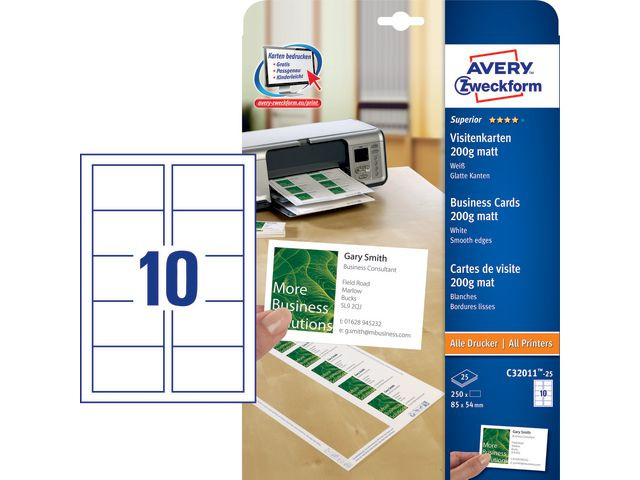 BildeVisittkort Avery Ilc 85X54Mm 200G (250 stk)